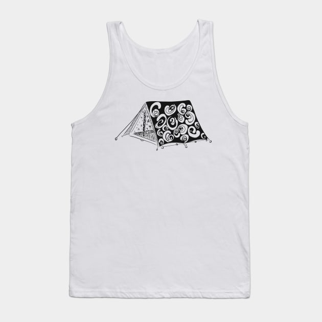 Camping Tent Line Drawing Tank Top by littlecurlew